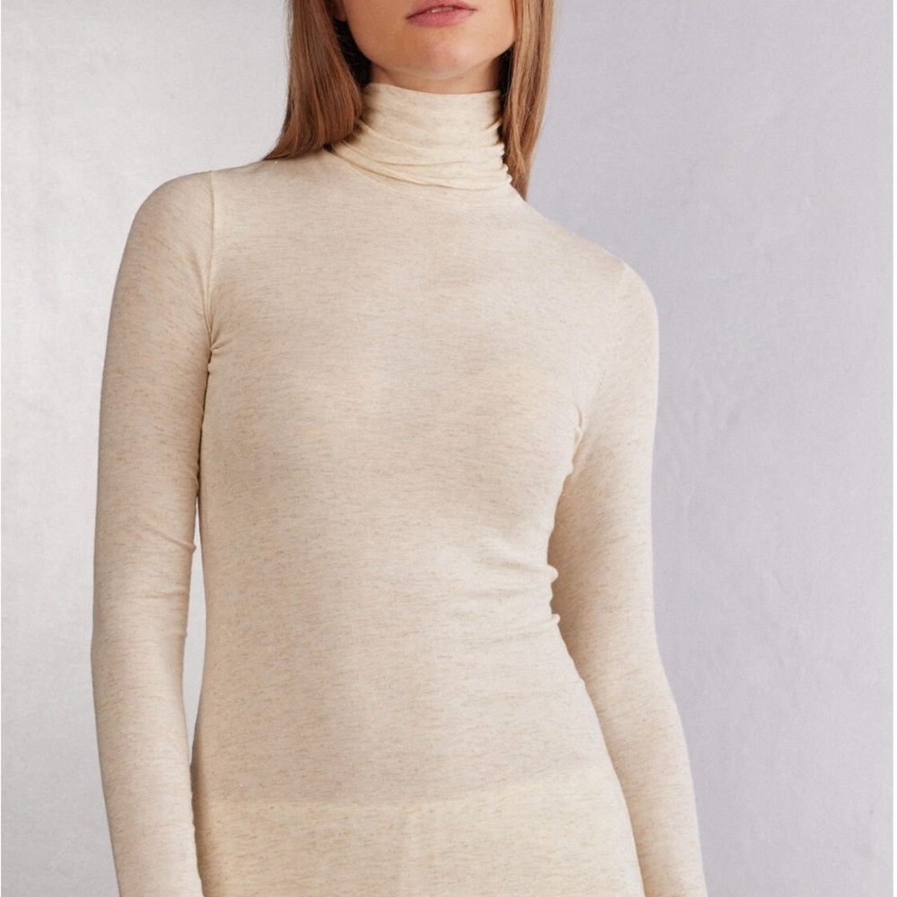 Turtleneck Top in Modal Light with Cashmere Lamé